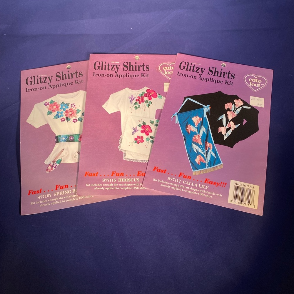 3 New Sets of Cute Loot Glitzy Shirts Appliqué Kit
